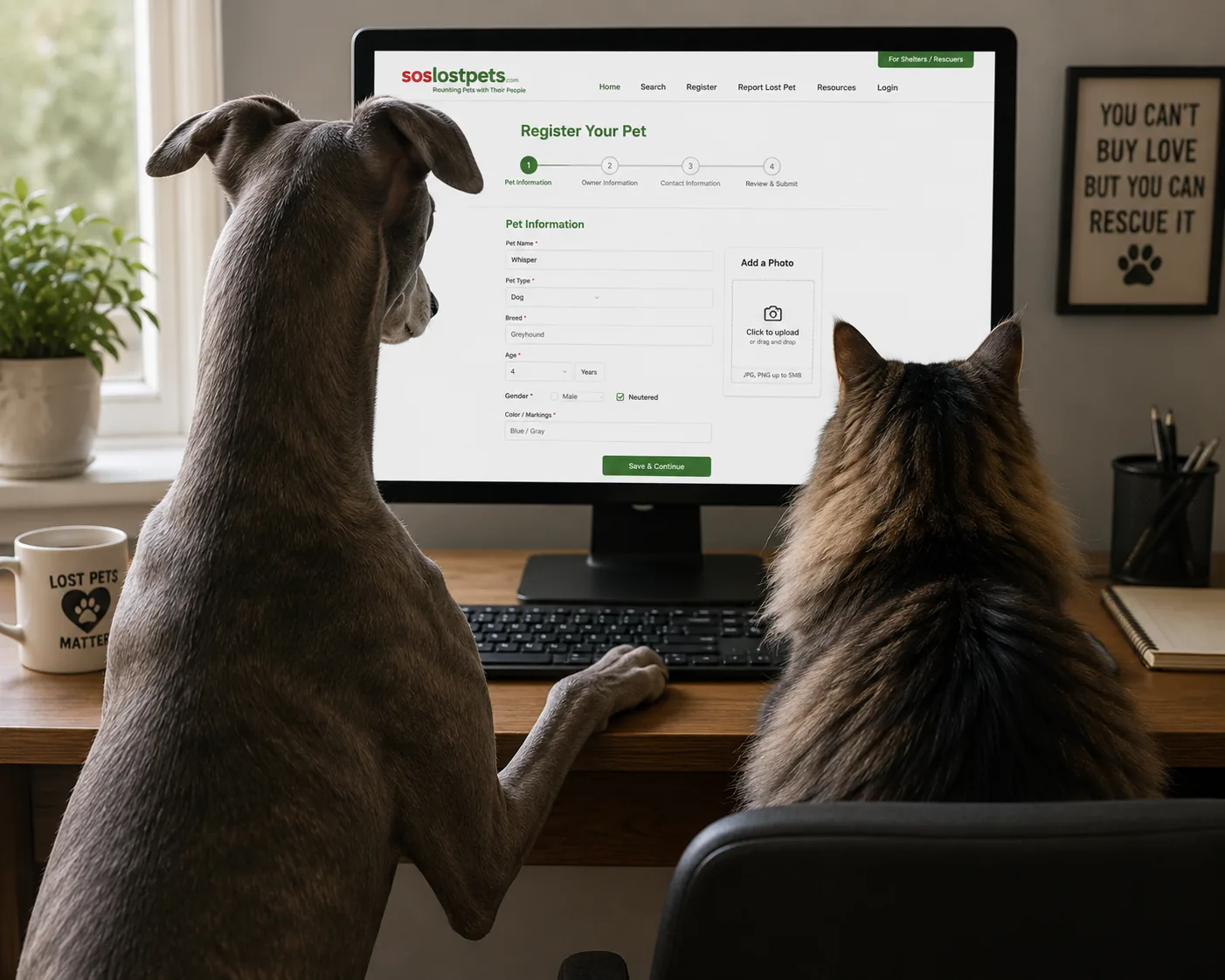 A friendly dog and cat sitting together